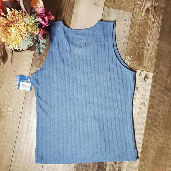 NWT Arizona Jean Co. Coronet Blue Ribbed Tank Top Size Large - Picture 7 of 14